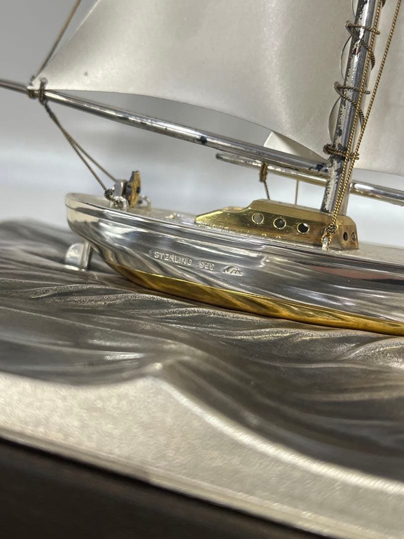 銀製　シルバー　SILVER 銀船　ヨット　置物　オブジェ　工芸品