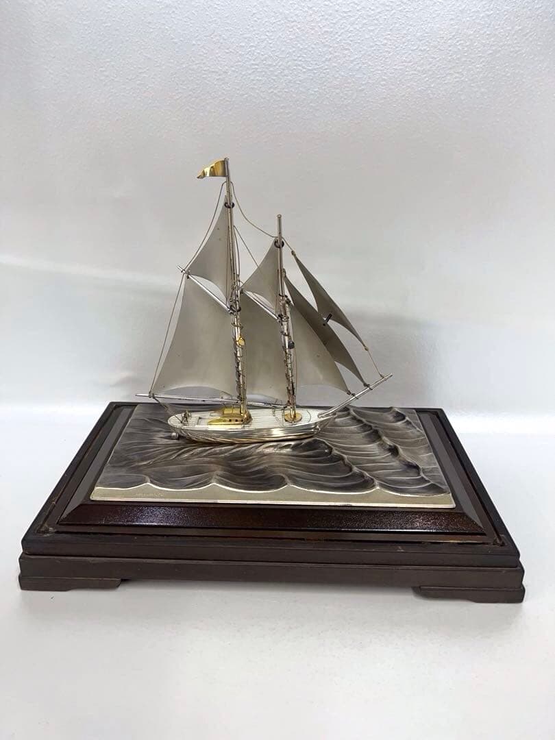 銀製　シルバー　SILVER 銀船　ヨット　置物　オブジェ　工芸品