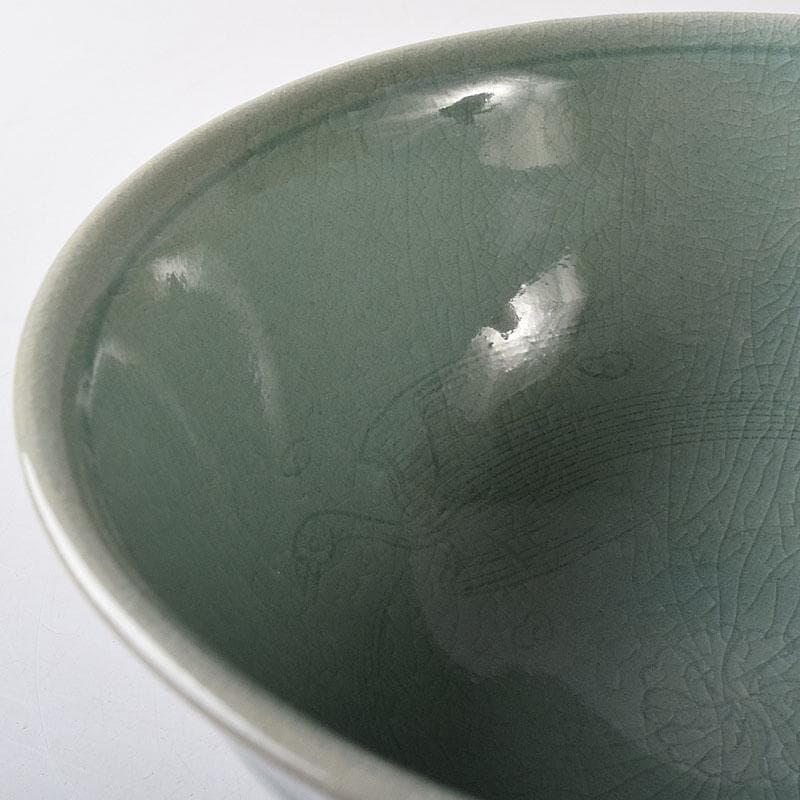 銀杏の木 　柳海剛（柳根瀅）作　高麗青磁　茶碗　共箱　V　R8500