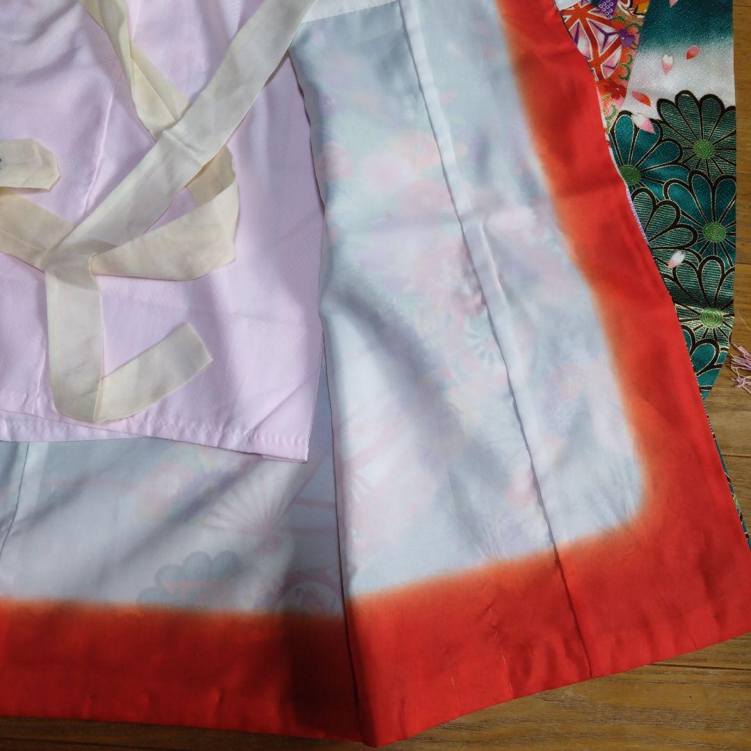 美しい緑七歳★着物帯バッグ草履小物セット★