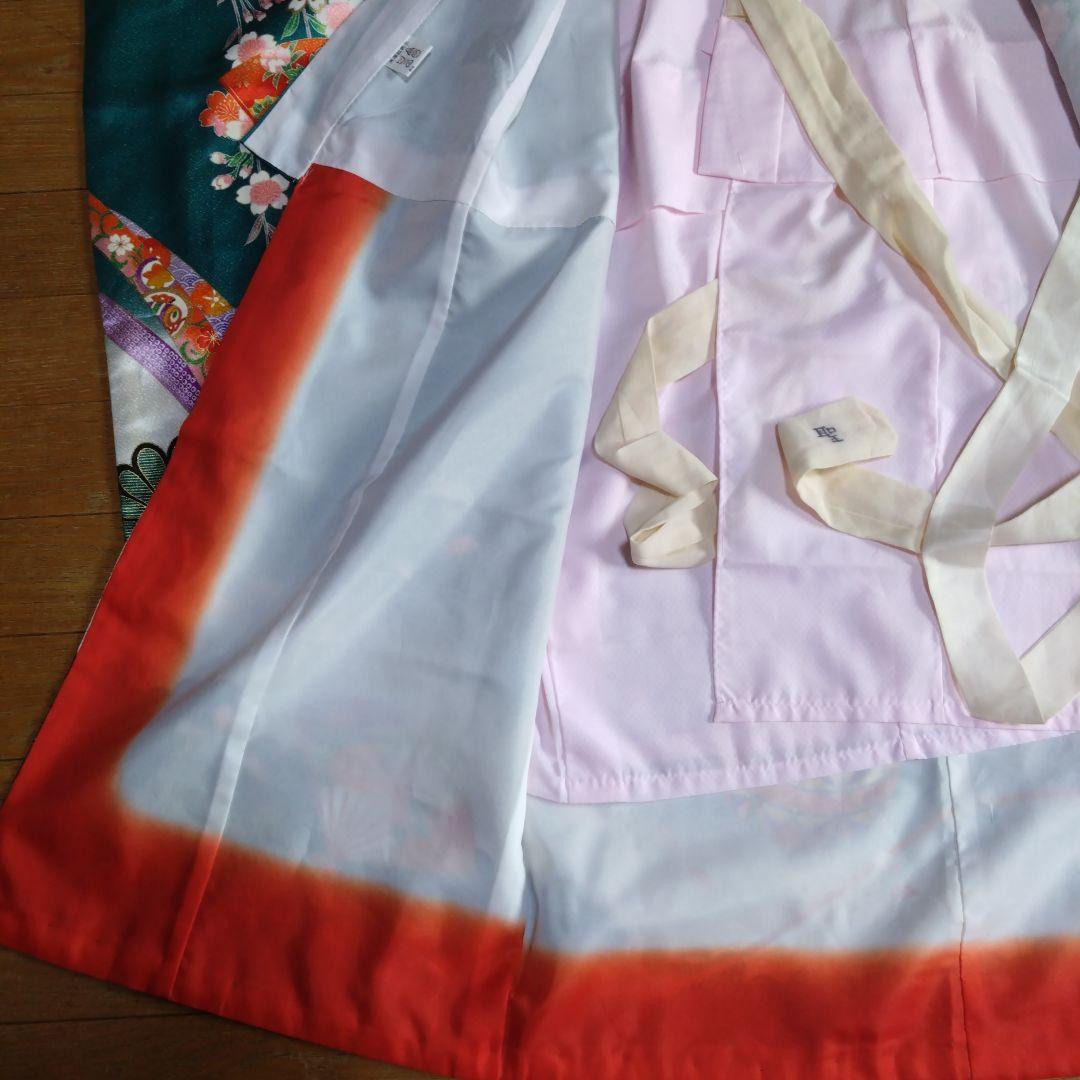 美しい緑七歳★着物帯バッグ草履小物セット★