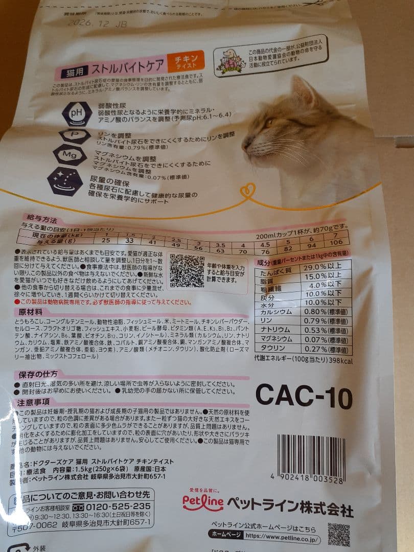 鶴座右衛門様ドクターズケア猫用ストルバイトケアチキン1.5kg 2袋セット