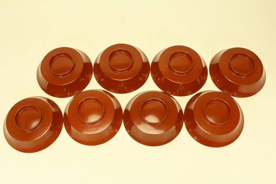 輪島塗 朱漆 沈金黒 風景蓋 八客(ZE460)