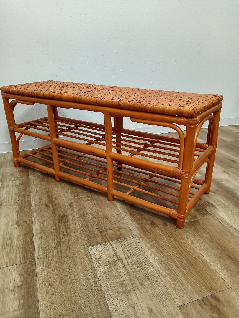 ラタンベンチ　収納箱　下駄箱