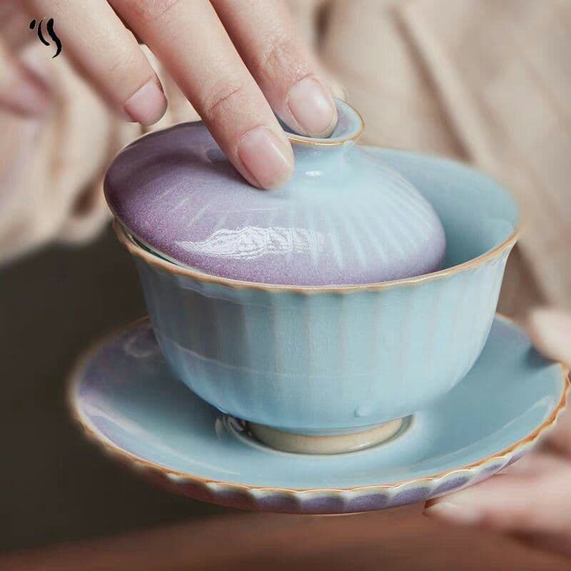 鈞窯鈞磁蓋碗単一陶磁器敬茶椀b