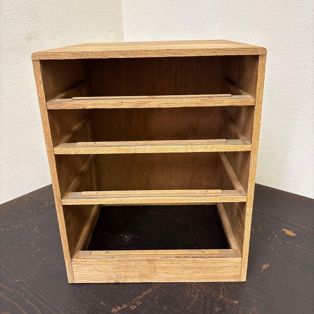 レトロ　剥離　木製4段引き出し収納 無垢材／アンティーク　古道具