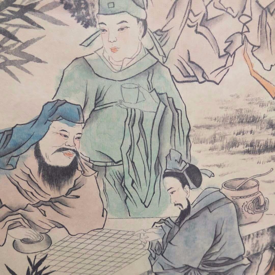 張大千国画“竹林七賢”骨董山水画