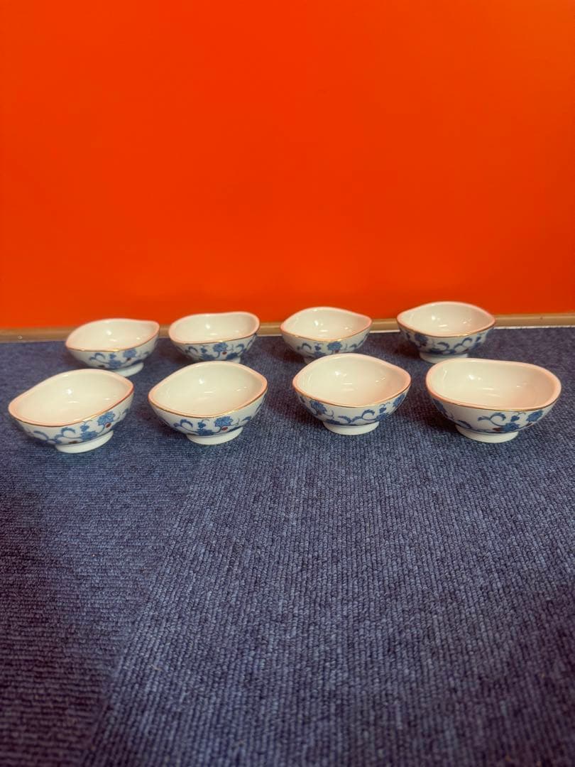 1700 深川製磁　花柄小鉢　8客　8cm 金彩