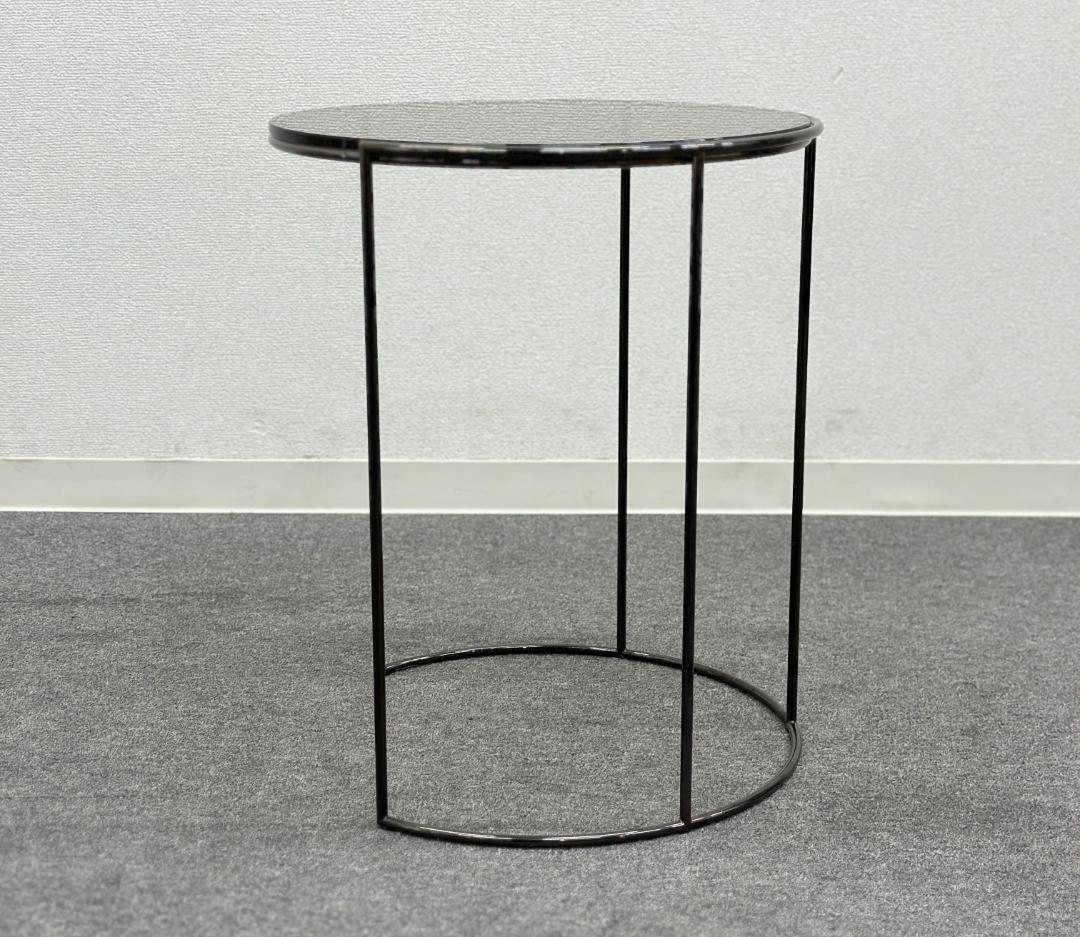 アルフレックス■CLIPS　ラウンド　サイドテーブル　直径40cm　ガラス　黒