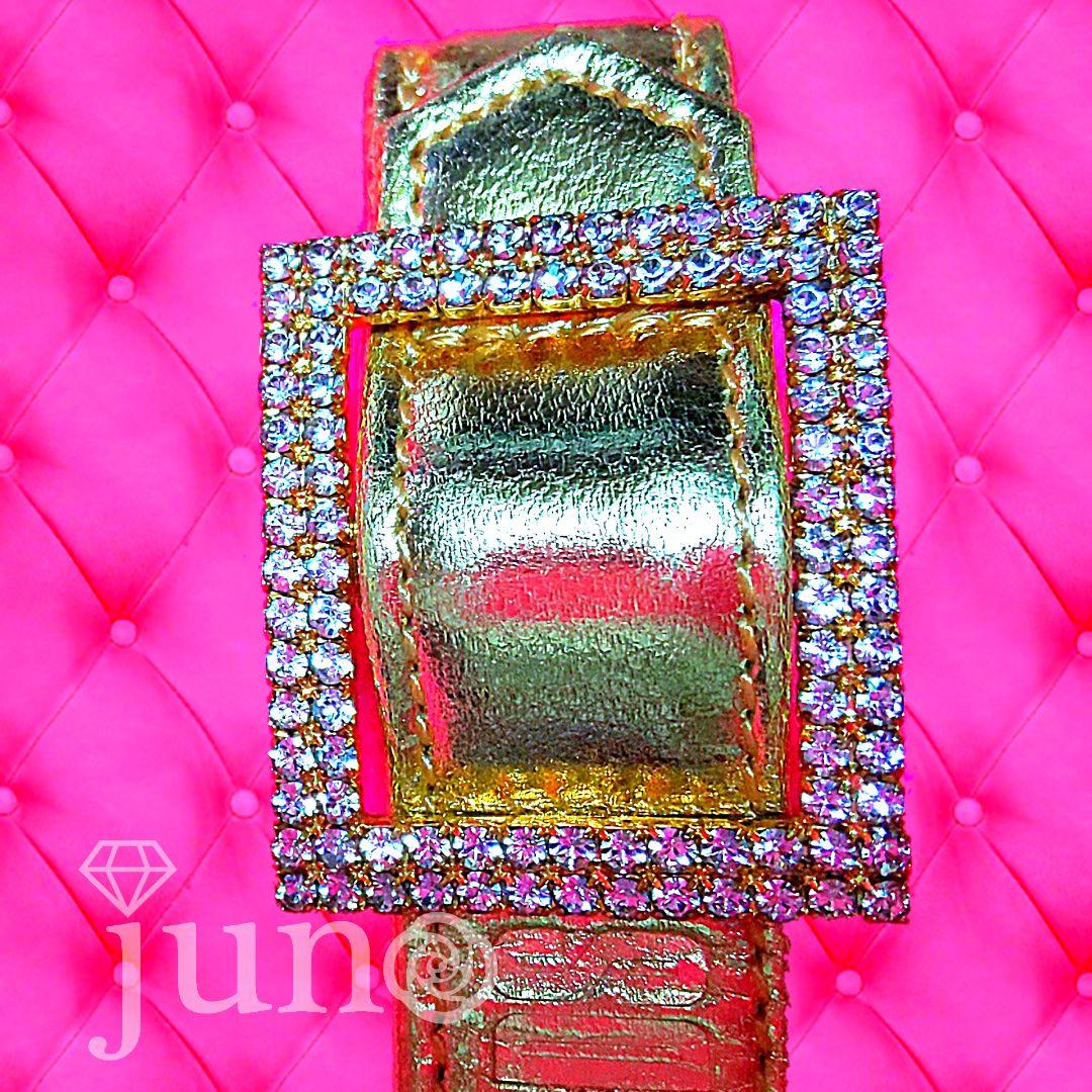 ASH＆DIAMONDS ラインストーン ベルト バックル ストラップ ゴールド