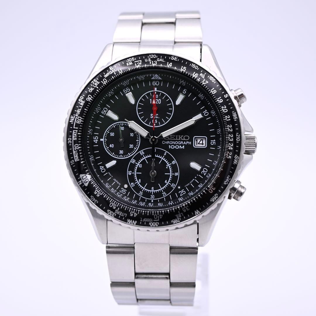 SEIKO 7T92-0CF0 フライトマスター クロノグラフ 腕時計 新品電池