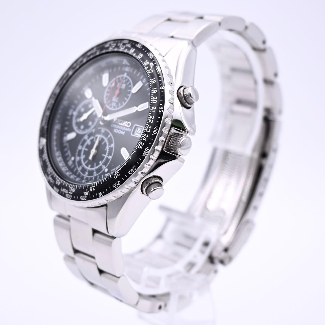 SEIKO 7T92-0CF0 フライトマスター クロノグラフ 腕時計 新品電池