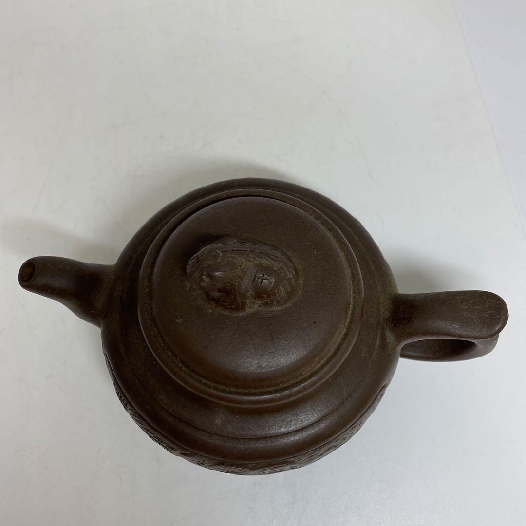 中国古玩　朱泥急須A 幅約17.5㎝　東さ7-1102③