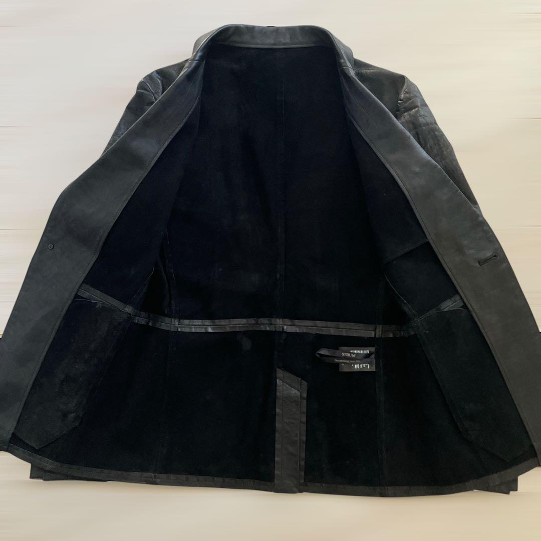STRUM ラムレザー テーラードジャケット 1 S 黒 レザーライダース