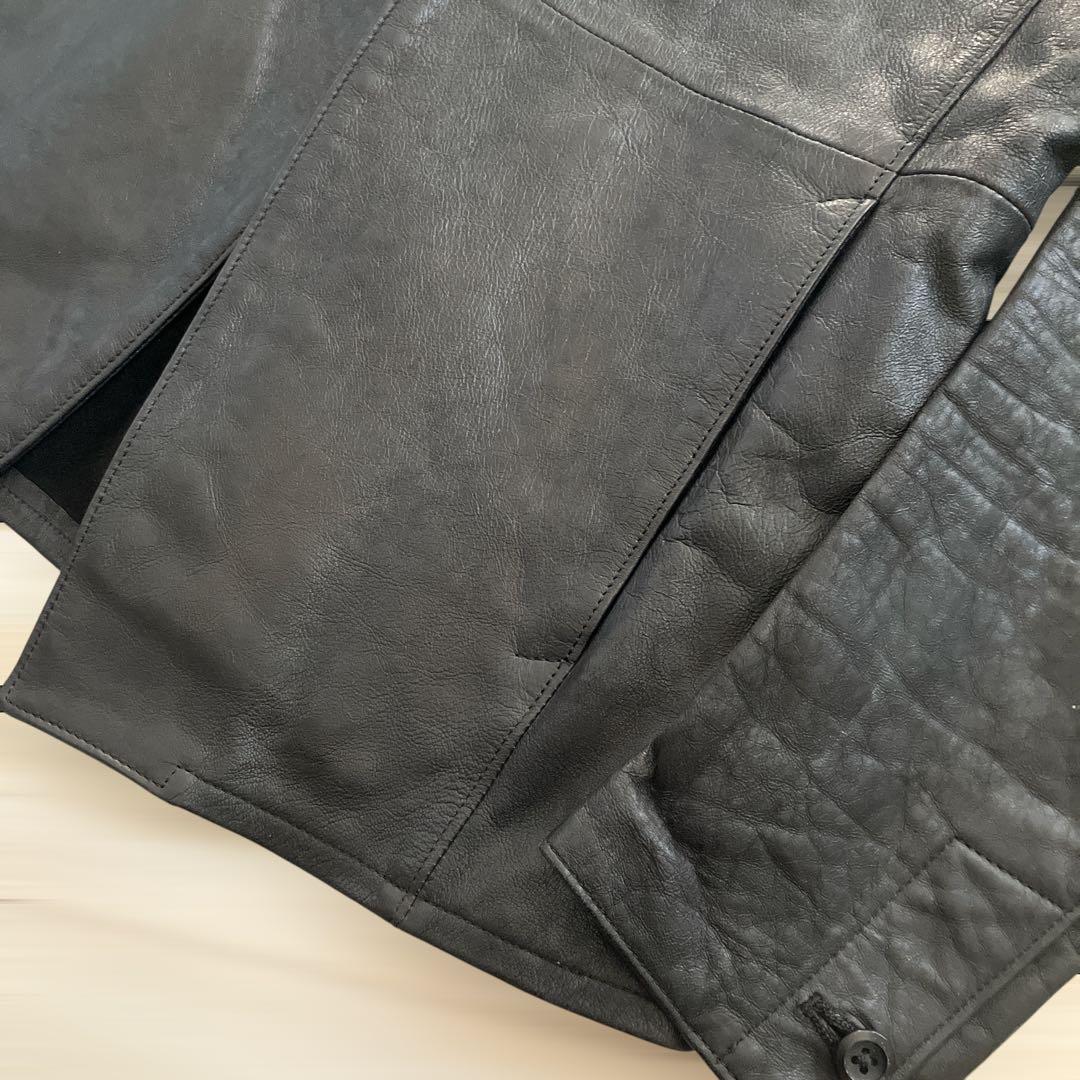 STRUM ラムレザー テーラードジャケット 1 S 黒 レザーライダース