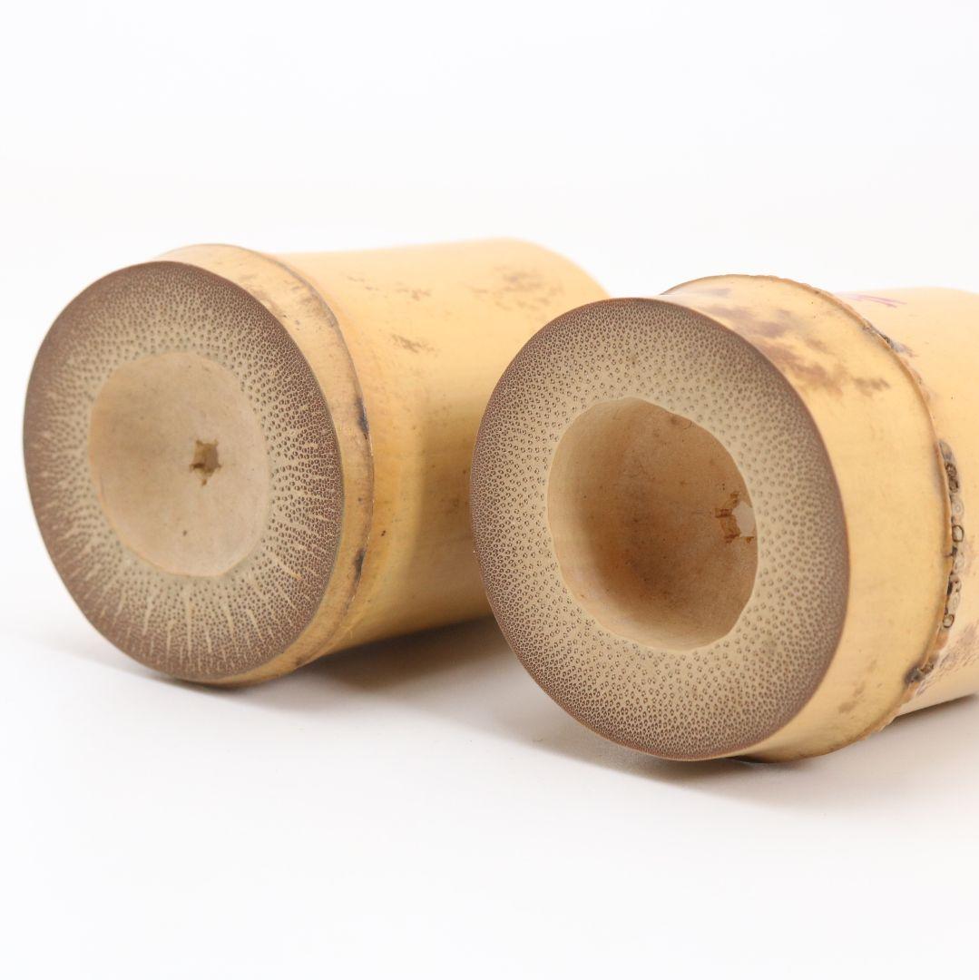 黒田正玄作 竹蓋置一双 裏千家十四代 淡々斎書付 花押 茶道具 共箱　V951