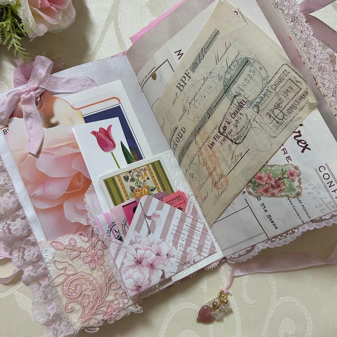 薔薇とレースのジャンクジャーナル・雑記帳　さくら色のウェディング♡