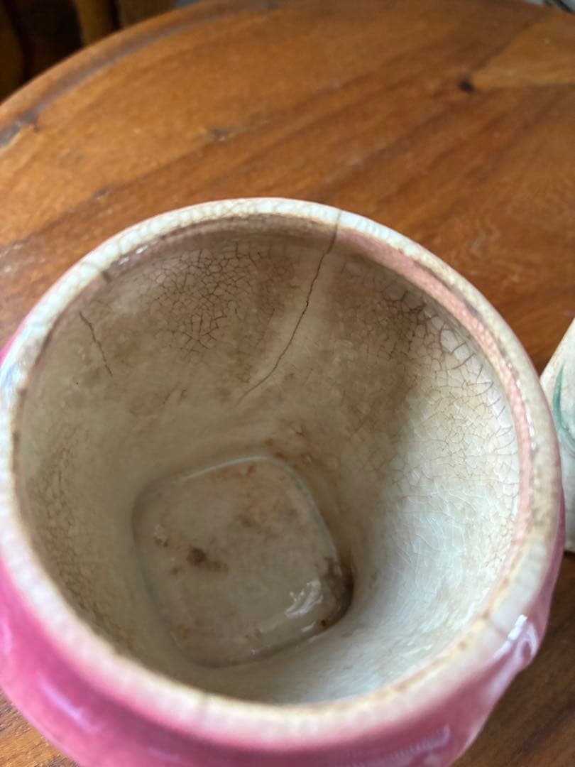 フランス　アンティーク　陶器　キャニスター　バルボティーヌ　ローズ　ピンクCレア