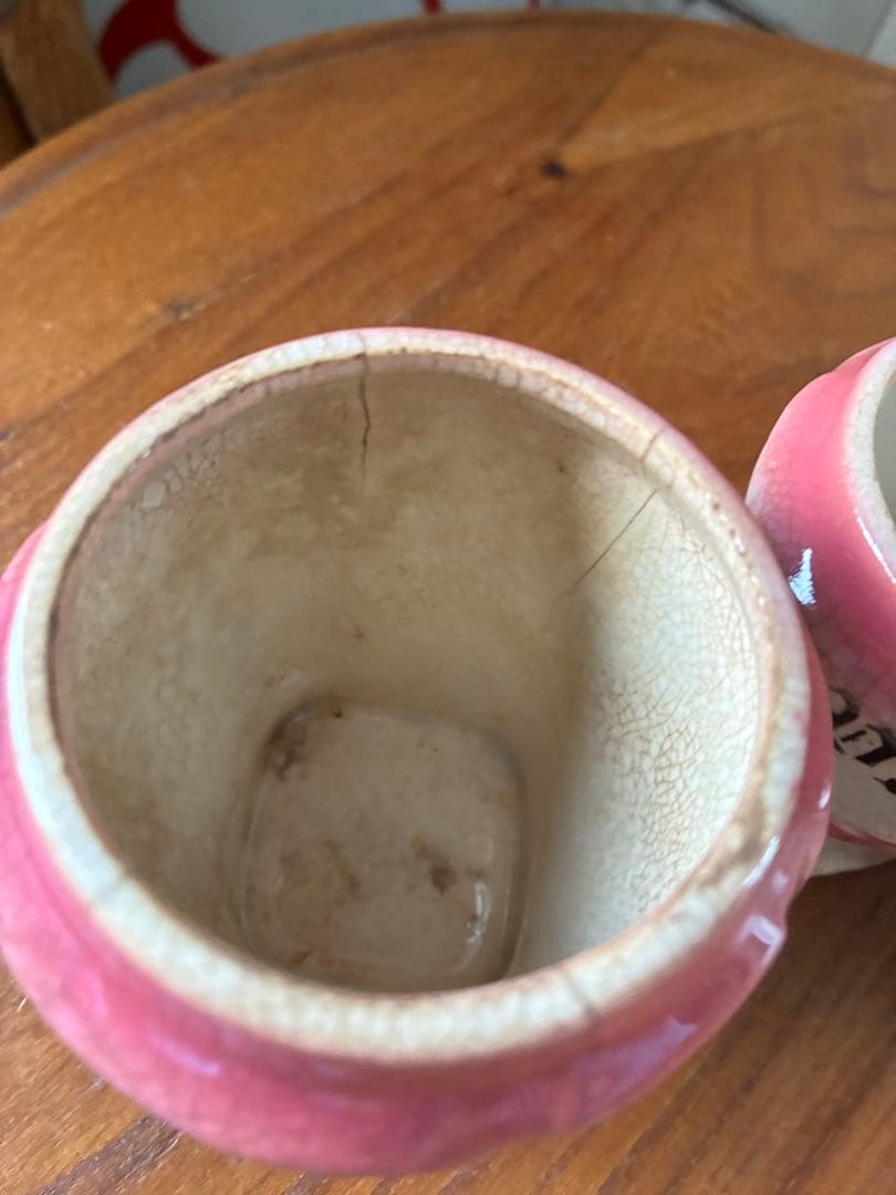 フランス　アンティーク　陶器　キャニスター　バルボティーヌ　ローズ　ピンクCレア