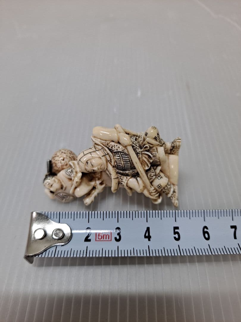 城 根付 白色 二人 武士 極上 和装小物 古美術品 春面 2点まとめ