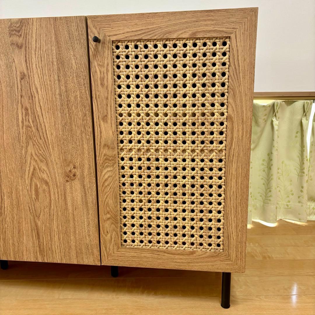 【LOWYA】ロウヤ [幅120] ラタン調キャビネット リビングボード