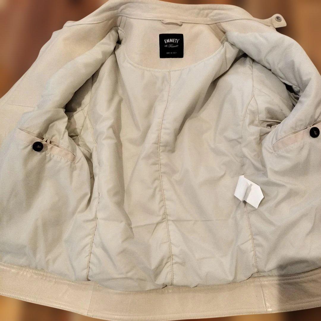 【Sei-Chanです】エンメティ ライダースラムレザー　アイボリー　50