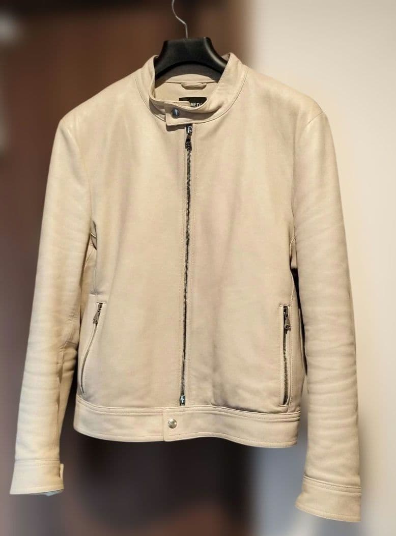 【Sei-Chanです】エンメティ ライダースラムレザー　アイボリー　50