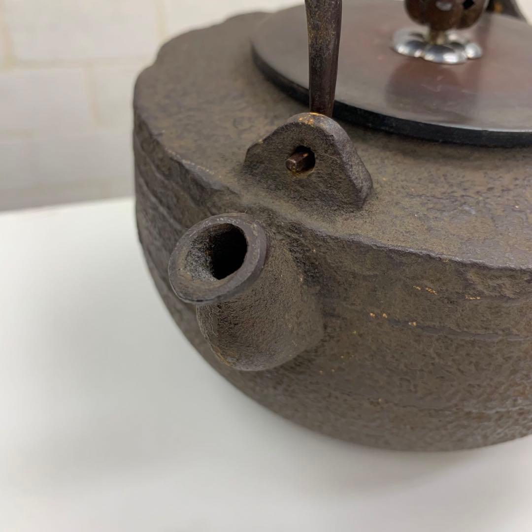 鉄瓶 松下電気産業 創業35周年記念 昭和28年 銀摘 唐銅蓋 鉄地 岩肌 湯沸