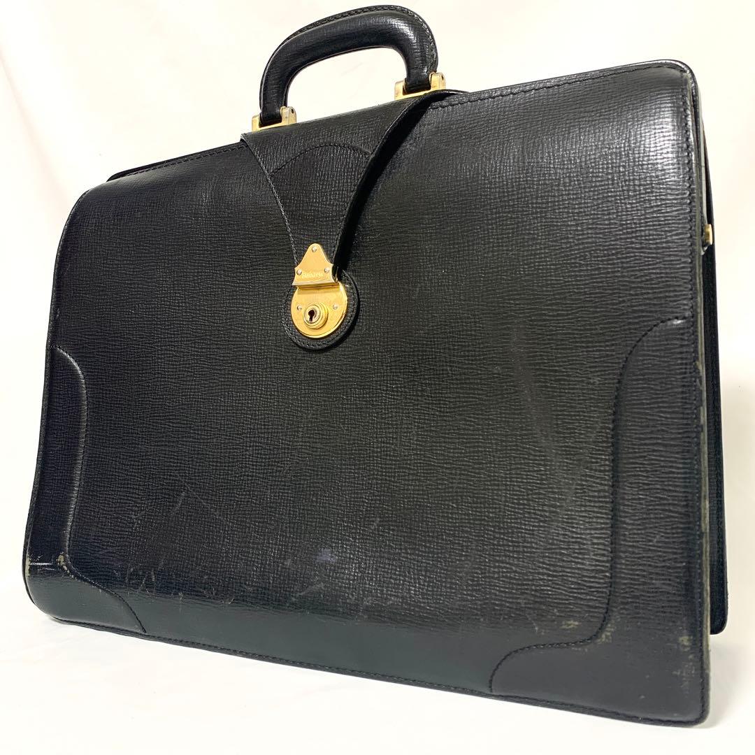 良品✨ バーバリーズ ロンドン　オールレザー　ダレスバッグ　ビジネス　ブラック