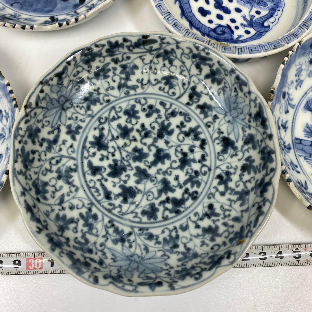 古伊万里　江戸中後期　染付皿6枚　タトヒサ　東さ7-0204①