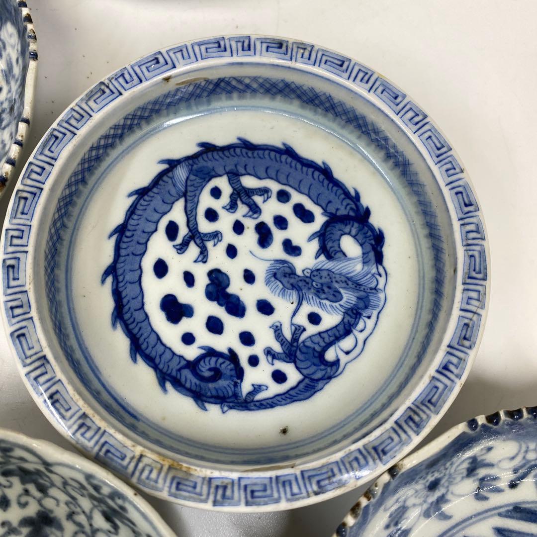 古伊万里　江戸中後期　染付皿6枚　タトヒサ　東さ7-0204①