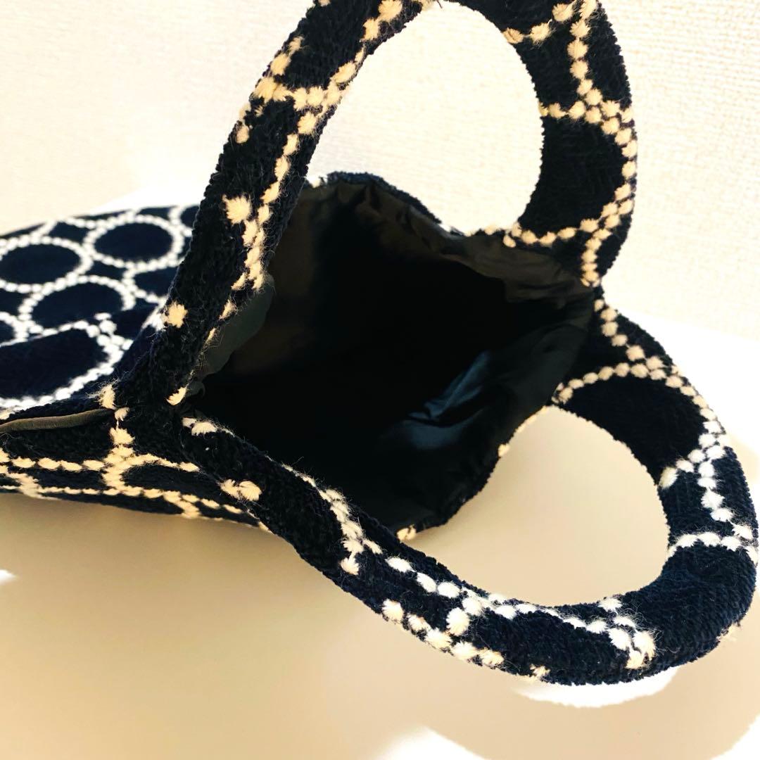 【販売終了品】ミナペルホネン　タンバリン エッグバッグ　ヘリンボーン柄生地