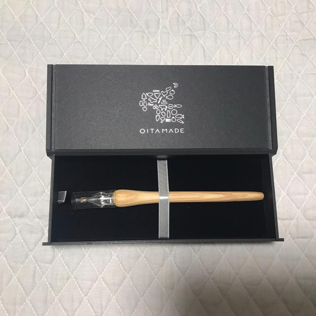 大分メイド×呉竹×ガラス工房スタジオ嘉硝　ウッドガラスペン　M（中字）　クリア