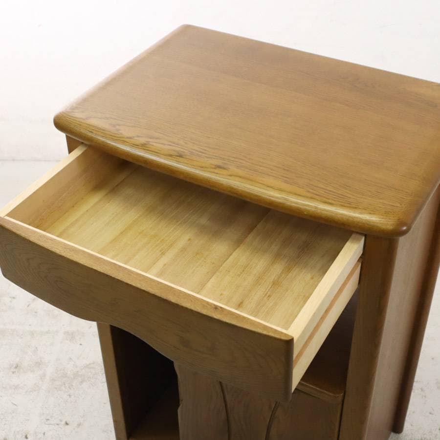 浜本工芸 No.1100 ファックス台A 電話台 コンセント付き ナラ無垢材