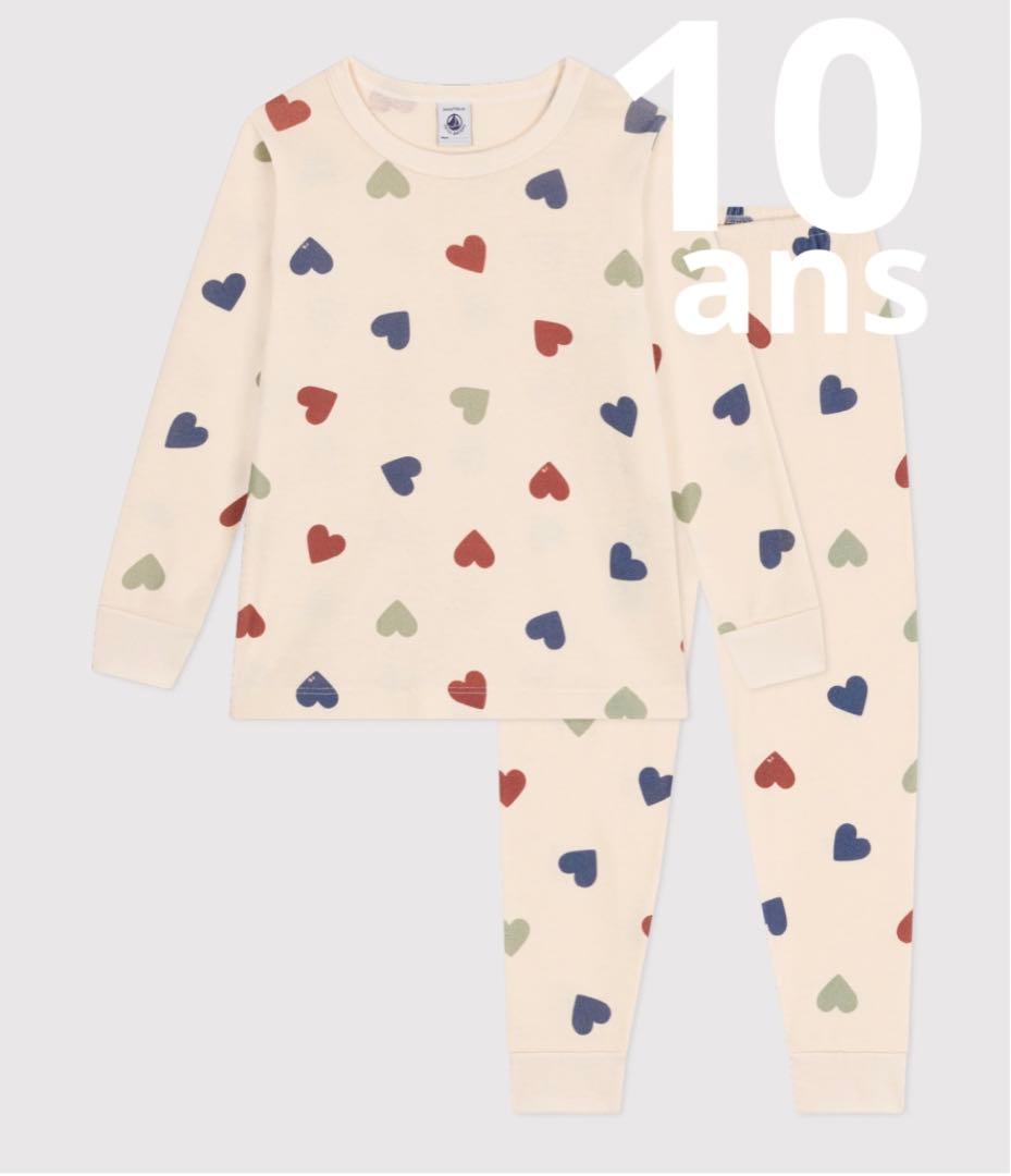 プチバトー　PETIT BATEAU ミルキーハート　長袖パジャマ8.10ans