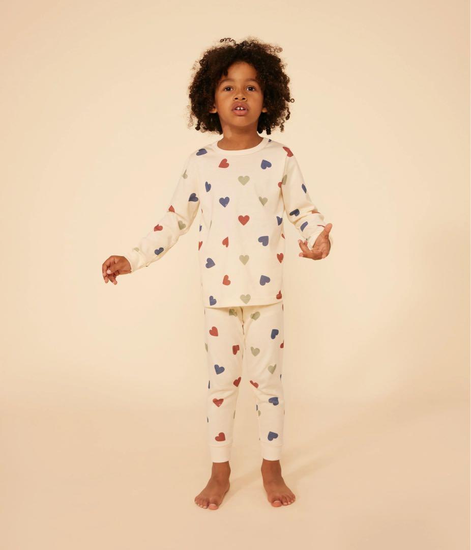 プチバトー　PETIT BATEAU ミルキーハート　長袖パジャマ8.10ans