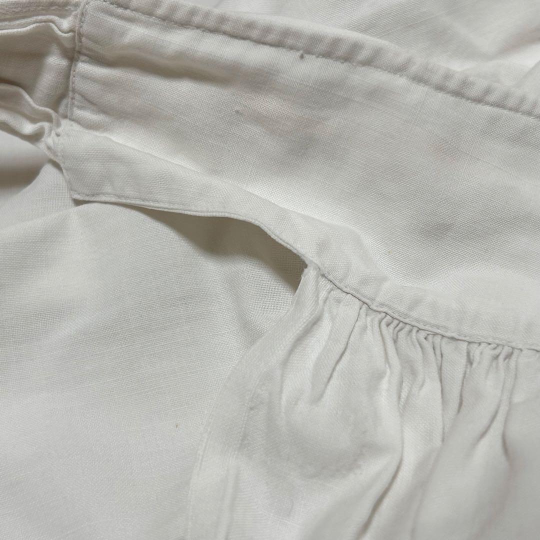 フランスアンティーク ギャザーエプロン 白 タブリエ