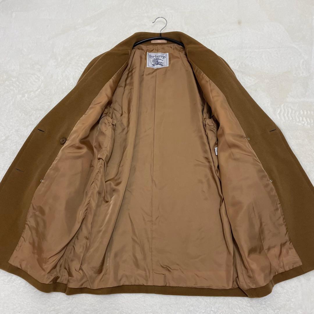 【美品】バーバリー カシミヤ ウール ダブルブレスト チェスターコート ブラウン