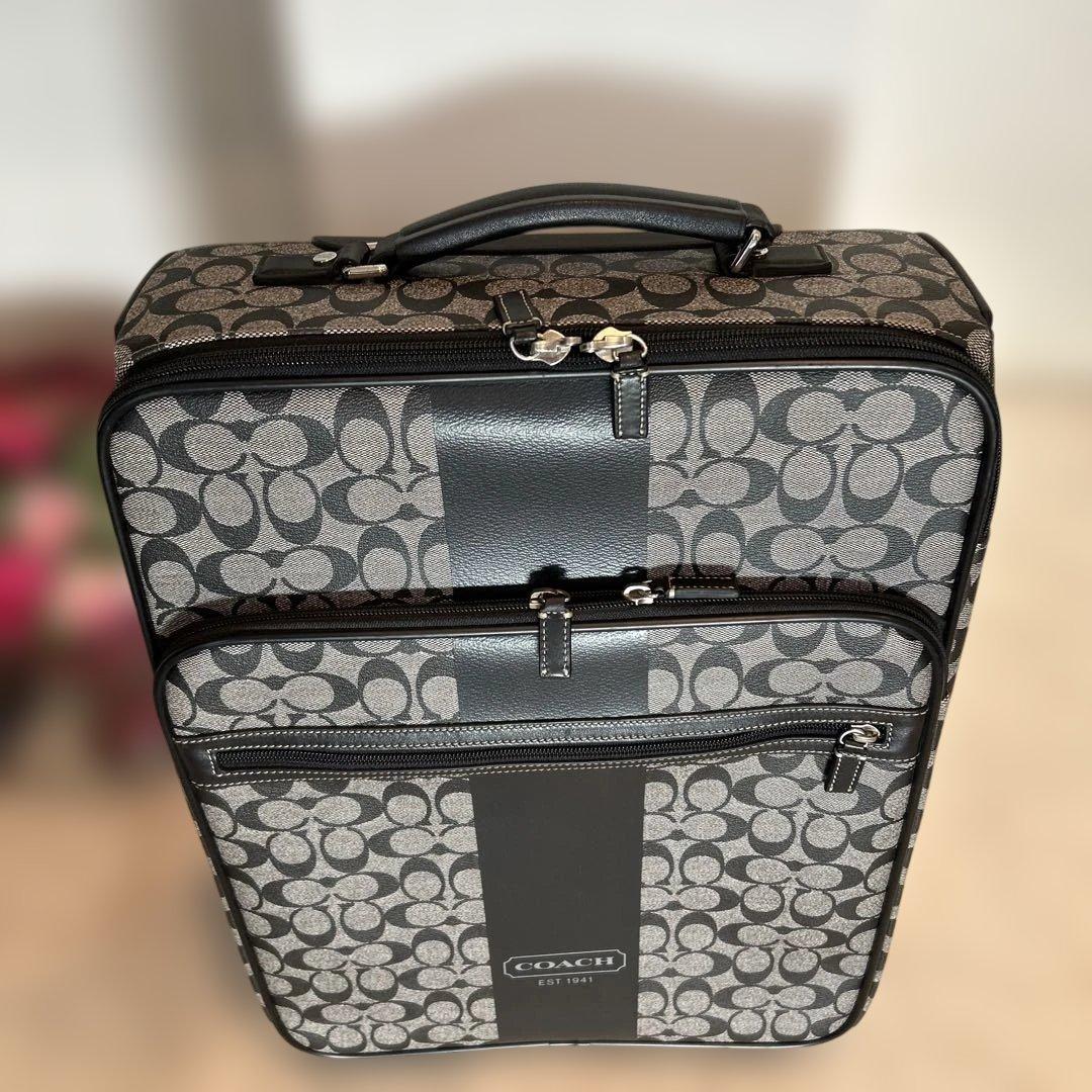 超美品　COACH モノグラム キャリーケース グレー/ブラック