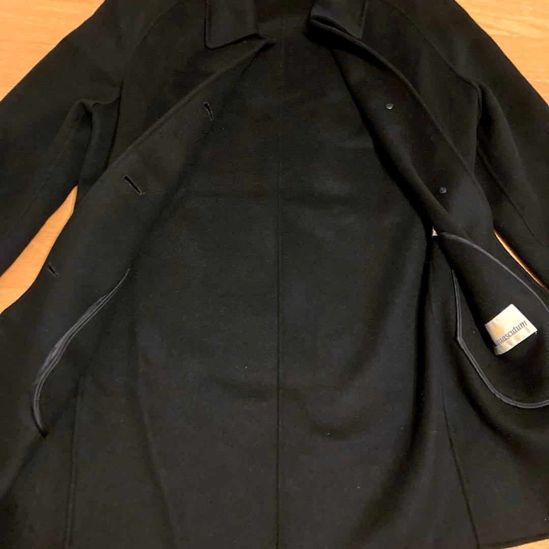 Aquascutumアクアスキュータム黒ブラックカシミヤ100%チェスターコート