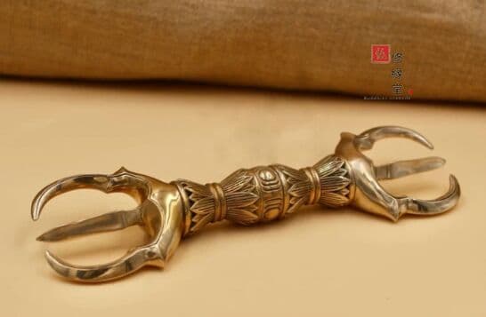 密教法具 真言宗 法器 （大）三鈷杵 金剛杵 真鍮製 20cm