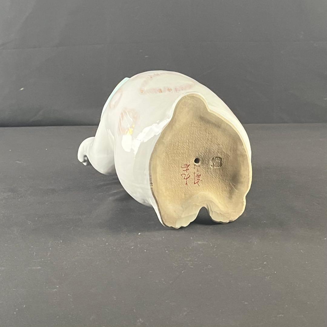 明治　九谷焼　招き猫　陶器　置物　31センチ　作家物