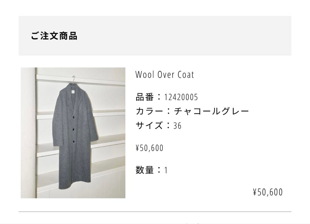 【todayful】Wool Over Coat 36 チャコールグレー