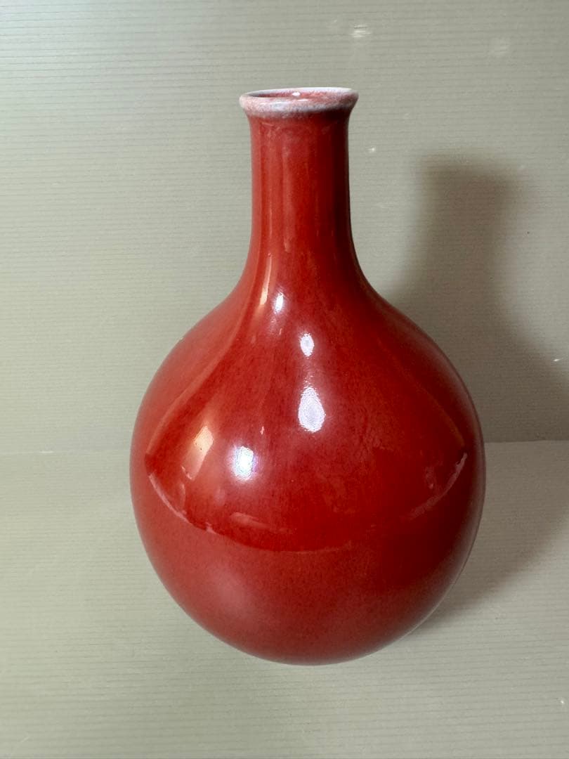 2742 松右衛門作　紅釉　花瓶
