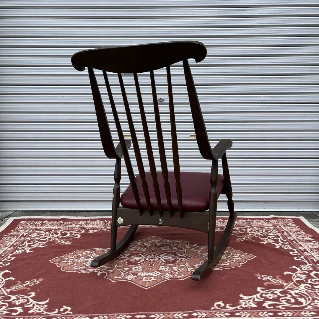 古家具ビンテージ品◾️鳥取家具 木製フレーム ロッキングチェア ミッドセンチュリー