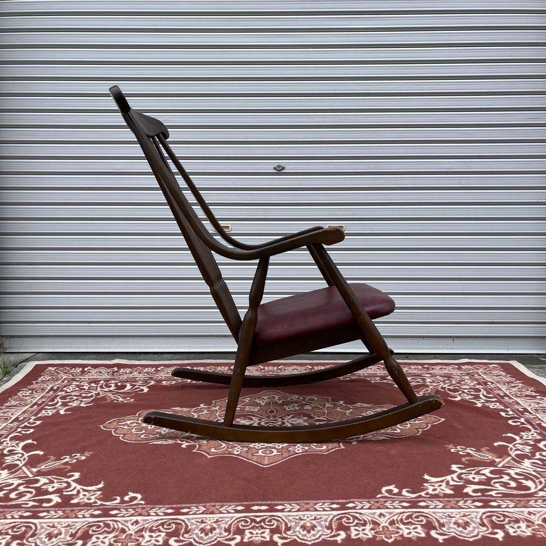 古家具ビンテージ品◾️鳥取家具 木製フレーム ロッキングチェア ミッドセンチュリー