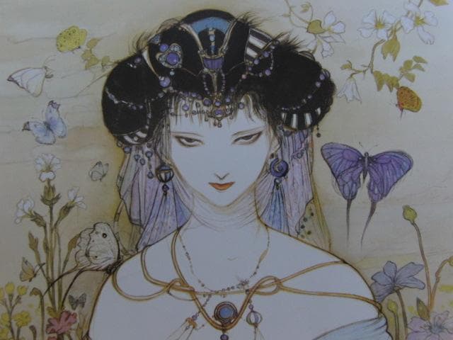 天野喜孝、【夜明け】、希少な大判額装用画集より、新品額装付、状態良好