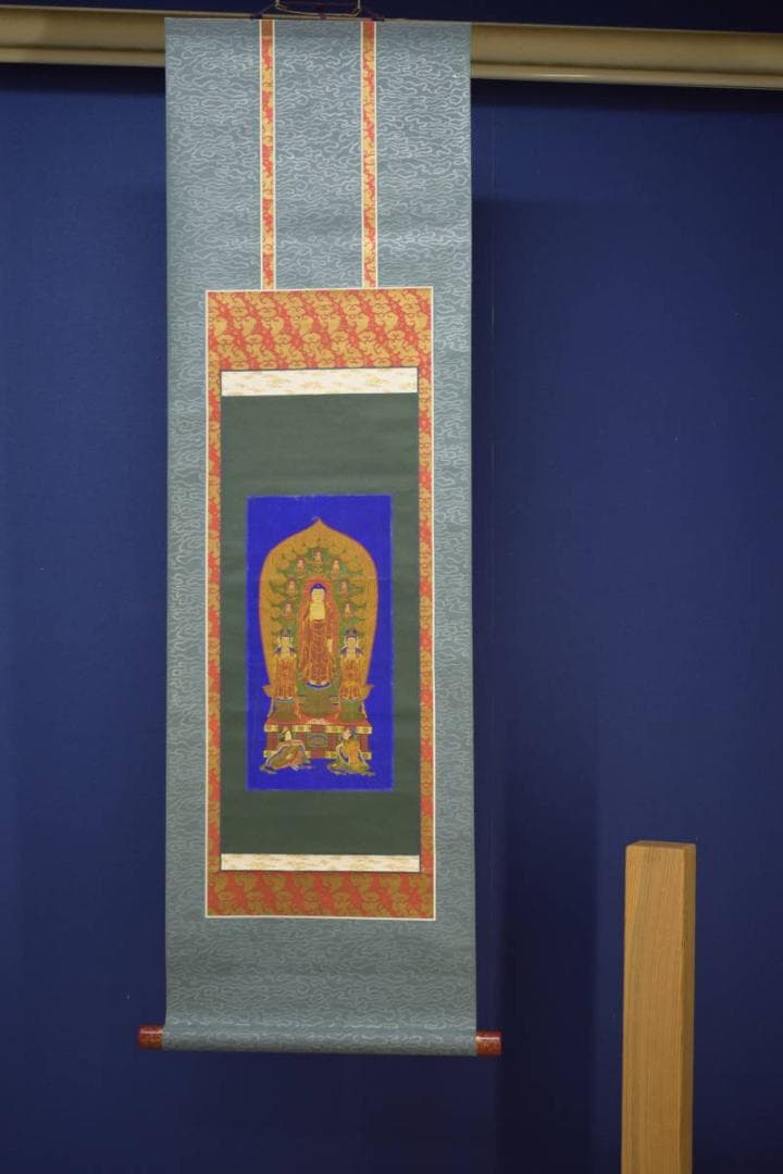 不詳/作者不明/釈迦三尊仏画/版材色/布袋屋掛軸HI-713