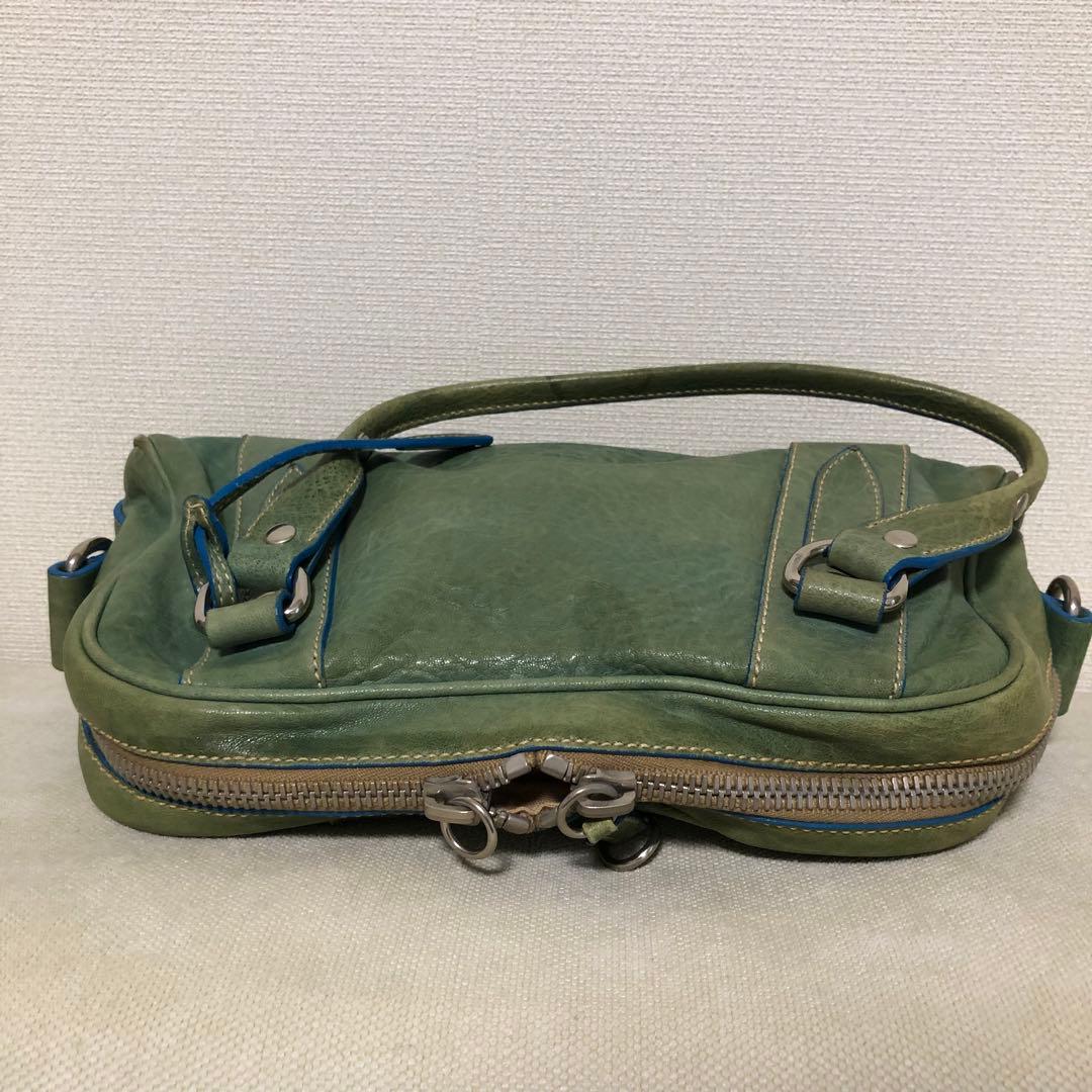 MIU MIU レザー ハンドバッグ グリーン系