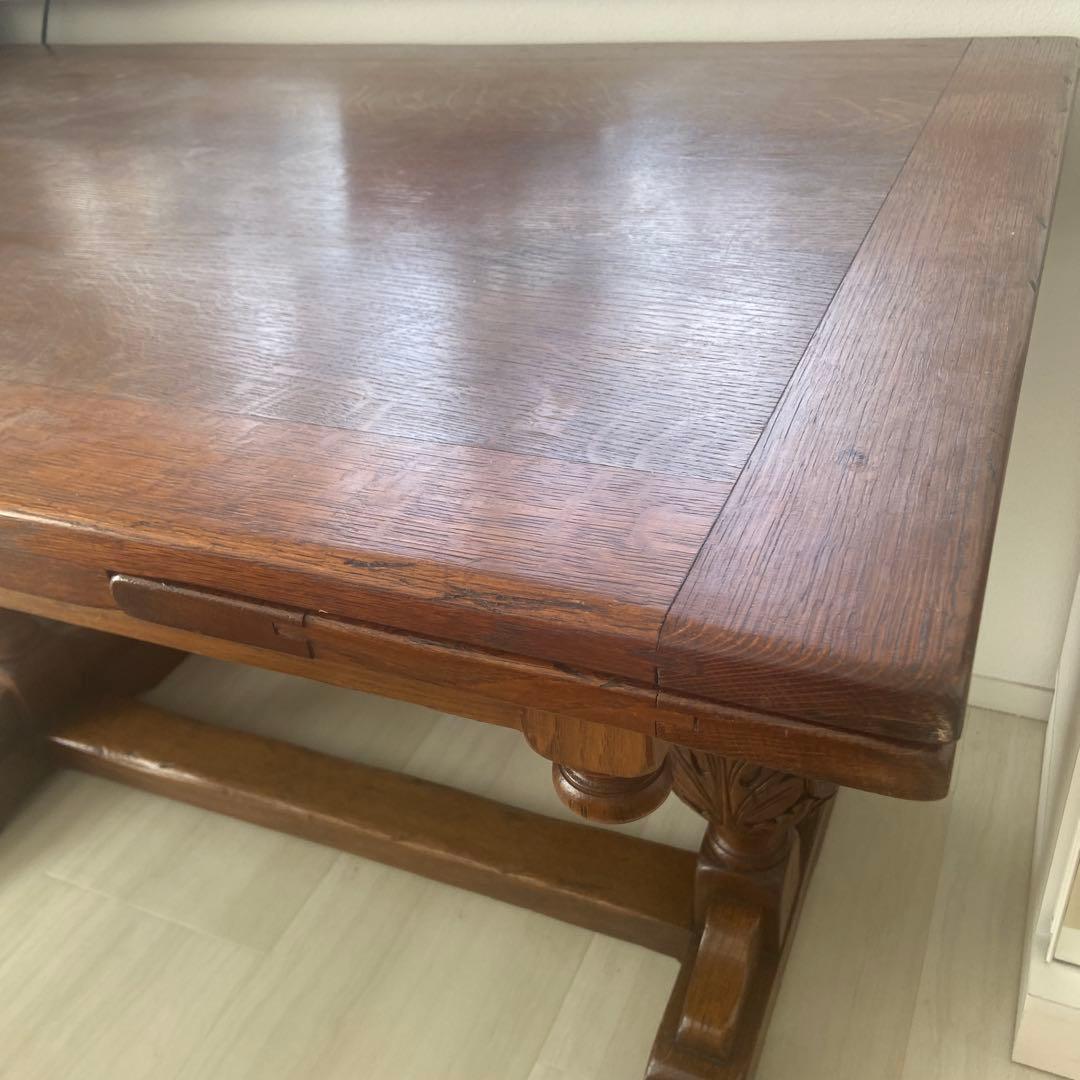 英国　アンティーク オーク　伸長式ダイニングテーブル ドローリーフテーブル